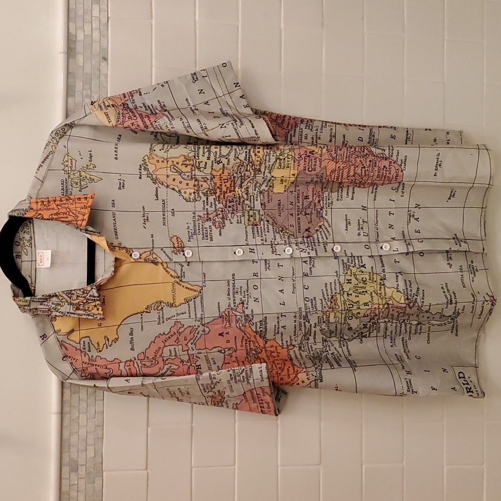 Casual shirt with vintage world map print
